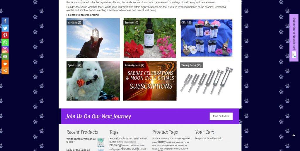 eCommerce website selling Spiritual journeys