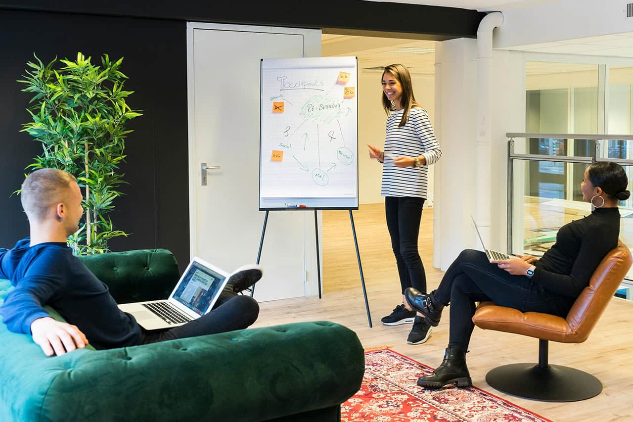 A consultant presenting an a strategic plan