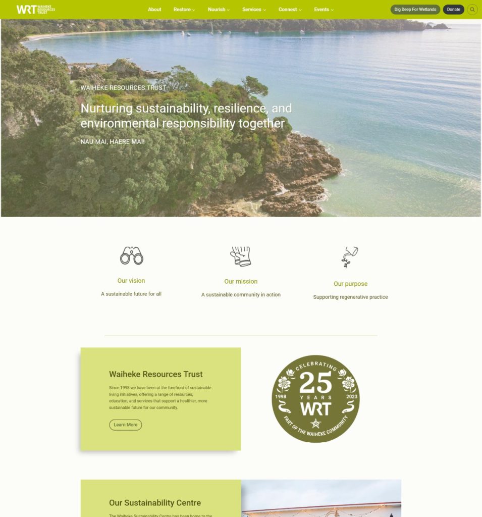 Website design for charity on waiheke