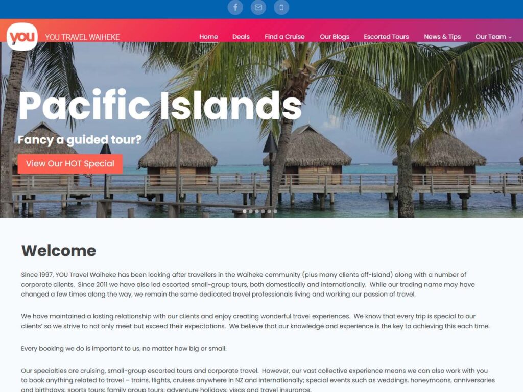 travel company website